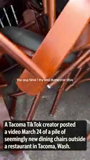 Why did a Tacoma restaurant saw off one leg from dozens of chairs and leave them in the parking lot?