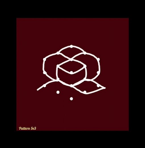 Simple Rose kolam 5x3| Easy kolam for beginners
