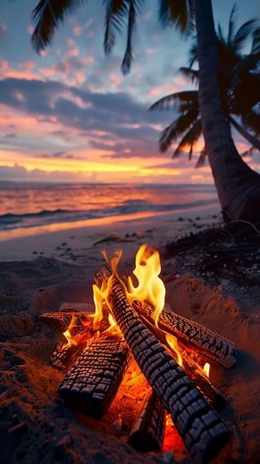 🔥 10 hours of pure campfire ambience. Only the natural sound of burning wood.☀️🌴🌅