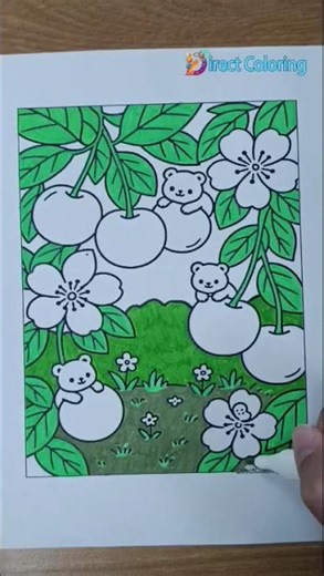 Cute Cherry Garden Coloring 🍒🐻 So Colorful & Fun!