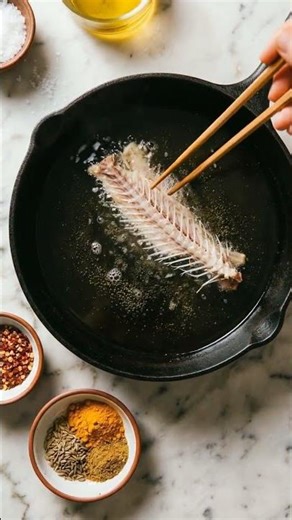 How to Make Crispy Fish Bones You Can Eat | Zero Waste Cooking Hack 🐟 #seafood #food #cooking