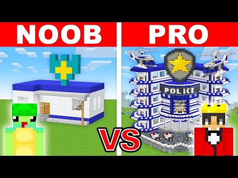 NOOB vs PRO: POLICE STATION House Build Challenge in Minecraft
