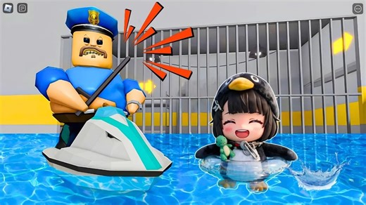 🚔全网首曝！WATER BARRY带企鹅越狱，Roblox阴间地图全程尖叫！
