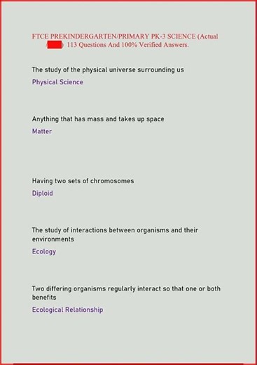 Ftce Prekindergartenprimary Pk3 Science Actual 113 Questions video