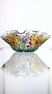 This piece is heading to Canadian Clay & Glass Gallery 🌿 . . . #glassart #fusedglass #glassartist #kilnformedglass #artglas #canadianartist #wildflower #glassbowl #glasssculpture #contemporarycraft #moderncraft #recycledglass #upcycledart #studioartglass #madeincanada #shatterglass #brokentobeautiful #springvibes #colorandlight #glassprocess | Artglas