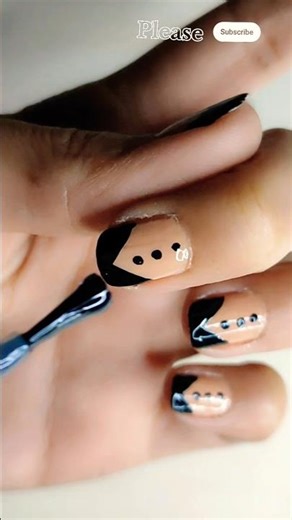 Peach & Black Nail Art 💅 सीखो | Elegant & Trendy Nail Design Tutorial