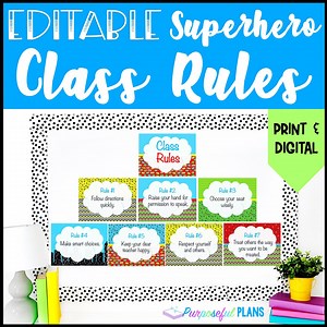 EDITABLE Students' Classroom Rules - Superhero Class Expectations Posters - Digital & Print - Etsy UK