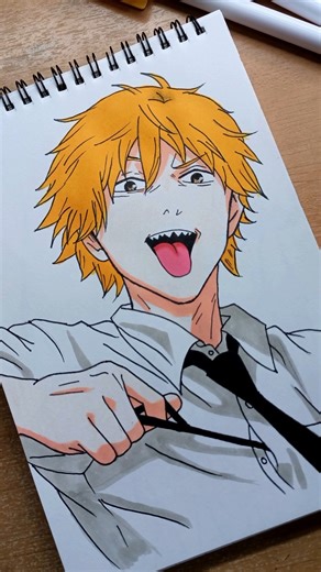 Colouring Denji from chainsaw man #イラスト #illustration #illustrative #shorts #art