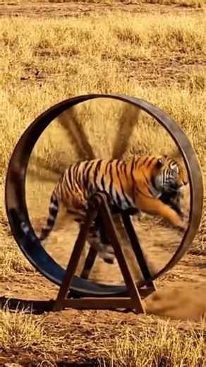 Tiger on a Hamster Wheel! 🐅🤯 The Ultimate Cardio! 💪호랑이 쳇바퀴! 야생의 최종 보스 운동! 🏃‍♂️💥タイガーが回し車！究極の有酸素運動！😂
