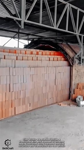 Kiln Brick Firing Work Tool Using Traditional Stacked Clay Bricks for Controlled Heating #worktool