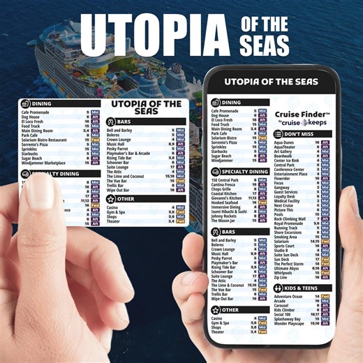 Utopia of the Seas Cruise Ship Deck Finder Cards: Phone & Printable (digital Download) - Etsy