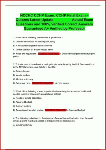 Ncchc Cchp Exam Cchp Final Exam Quizzes Latest Update Actual video