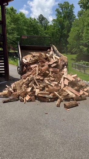 Another truck load delivered! #Fyp #firewood #wood #smallbusiness #delivery