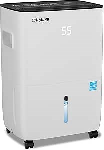 SAHAUHY 80 Pints Dehumidifier for Basement,5,200 Sq. Ft Dehumidifier | With Timer Automatic Defrosting Drain Hose Water Tank for Home Bedroom Garage Basement Stockroom and Large Room
