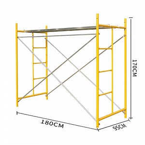 [Hot Item] Painted Yellow Mild Steel Mobile Ladder Step H Frame Scaffolding