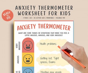 Anxiety Thermometer Worksheet for Kids and Teens, Help Children With Worry, Anxious and Nervous Feelings, Fillable Printable PDF Download - Etsy Canada