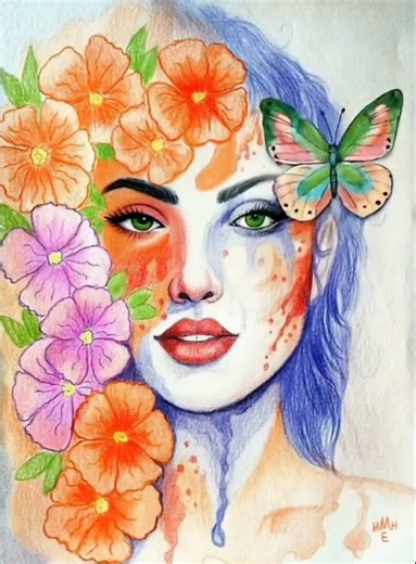 Girl. Butterfly. Graphics. Live drawing #graphics #girl #girls #butterfly #pencil #sketch #painting