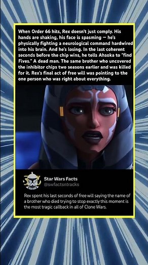 Rex's last free words under Order 66 was about Fives #starwars #starwarsfacts #clonewars
