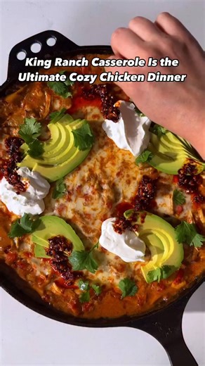 Food & Wine on Instagram: "Coming in at number 10 of F&W’s ✨20 Most Popular Recipes of 2025✨ is a creamy weeknight winner. To make King Ranch Casserole you’ll need: -3 tablespoons unsalted butter -1 red bell pepper -1 yellow onion -1 tablespoon chili powder -2 teaspoons ground cumin -3 1/2 cups chicken broth -1/4 cup all-purpose flour -3 cups shredded rotisserie chicken (about 1 rotisserie chicken) -1 (10-ounce) can diced tomatoes and green chiles -3/4 cup heavy cream -3/4 cup sour cream -3 tabl