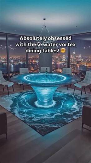 Room | Homes 🏡 | Decor on Instagram: "These water vortex dining tables look absolutely amazing. 🤩 What do you think? 🤔 - By: @inspiringdesignsnet - #furnituredesign #interiordesign #interiordesign #livingroom #homedesign #interiordecor #homeinspiration #homedecor #homestyle"