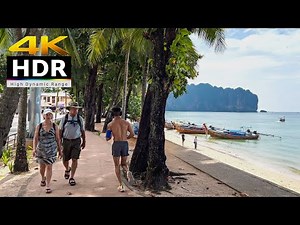 4K HDR // Ao Nang Beach Walking Tour in Krabi, Thailand 2022