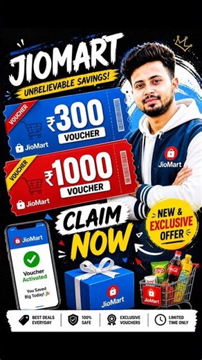 Jio-mart New Exclusive offer Upto 1000 Jiomart Vouchers