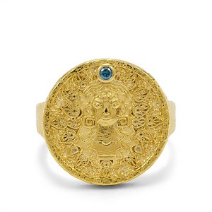 'Juno' Blue Lagoon Diamond Ring in Gold Plated Sterling Silver