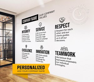 CUSTOMIZABLE COMPANY VALUES Wall Vinyl Decal, Add Your Company Name, Motivational, Inspirational - Etsy