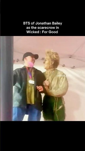 BTS of Jonathan Bailey as scarecrow in Wicked For Good #arianagrande #wicked