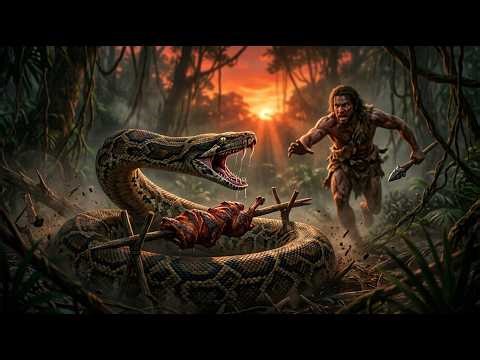 🐍🔥 Prehistoric Survival Tale | A Giant Python Steals Food & Deadly Chase Begins 🪨🌿
