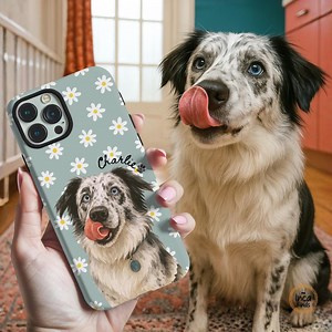Custom Pet Photo Phone Case, Personalized Watercolor Dog Portrait iPhone 17 Cover, Cat Face Phone Case, Gift for Dog Mom, Pet Memorial Case - Etsy