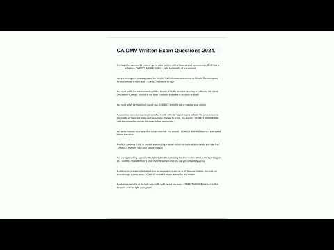 CA DMV Written Exam Questions Answers 20247