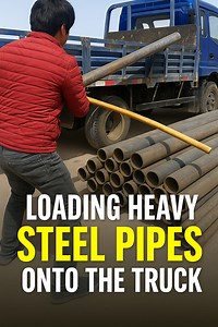 "Easy Way to Load Heavy Steel Pipes on a Truck" #steelpipe #truckloading #loadinghack #quickloading #pipeloadingeasy #loadingtechnique #transporthacks #pipehandling #worksmarter #industrialhacks #metalpipes #loadingtips #truckdriverlife #steelworkhacks #quickloadinghack #efficientloading #workhack #heavyloadtips #trucktransport #fastloading #reelsfacebook #fypシ | Tips&Hacks