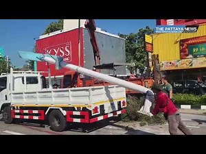 Multiple people injured, utility pole collapses in North Pattaya accident.