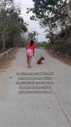 Perrito que sigue a su dueña al parque