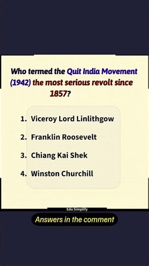 Quit India Movement(1942) | SSC PCS PSC UPSC #studyreels #edusimplify