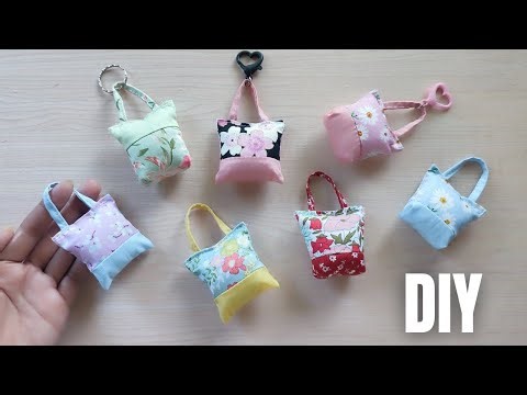 DIY Mini Tote Bag Keychain From Scrap Fabric | Sewing Idea | Sewing Craft Idea | Sewing Project