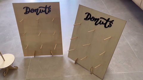 Donut Wall Display Stand 2PCS Donut Board Display with 2PCS Donut Tower Stand, Wooden Donut Holder Stand for Baby Shower Party Wedding Birthday