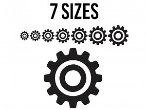 Gear With Cogwheel Embroidery Design - Gear Silhouette Embroidery Files - Mini Gear Embroidery - Machine Embroidery Design Files - 7 Sizes - Etsy