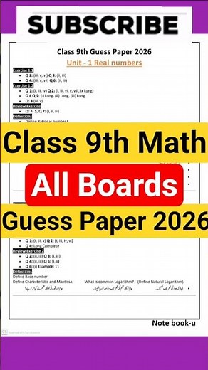 9th Math Guess paper 2026 | Class 9th Math Guess paper 2026 | Most important Question for paper