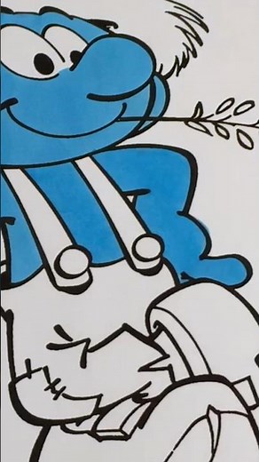 Coloring The Smurfs Farmer Smurf #coloring #smurf #farmer #cartoon