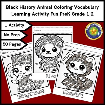 Black History Animal Coloring Pages Sight Word ESL Vocabulary Read Learning ELA
