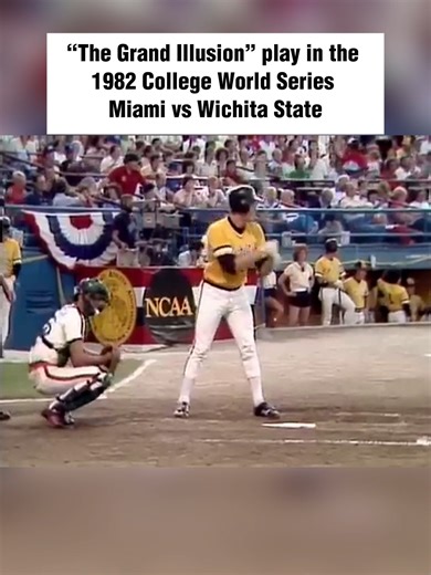 617K views · 2.4K reactions | Throwback to the legendary “Grand Illusion” at the 1982 College World Series: Miami vs. Wichita State. A daring decoy steal, a perfectly staged misdirection, and a stunned crowd as Miami pulled off one of the greatest trick plays in college baseball history. This wasn’t just strategy—it was theater. If you know, you know. (via NCAA) #CollegeWorldSeries #baseball #MLB #throwback | MLB Throwbacks | Facebook