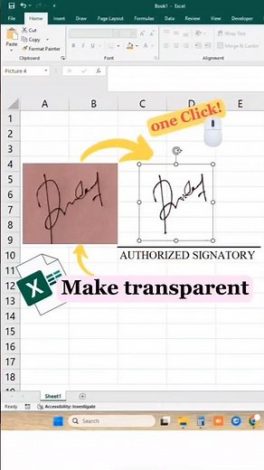 Set the scanned signature background transparent in Excel. #excel