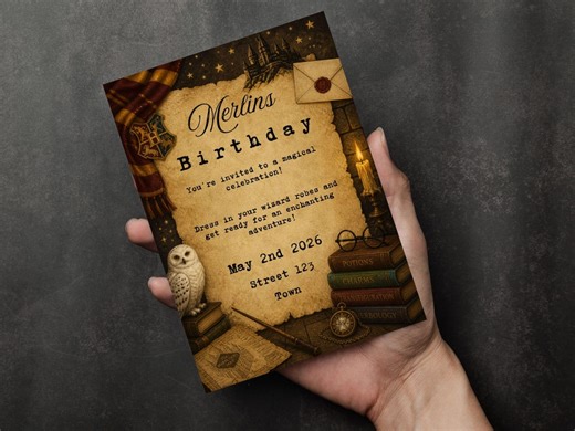 Wizard Birthday Invitation Template, Magic School Invite, Editable Canva Template, Printable Kids Birthday Invitation, Wizard Party Invite - Etsy