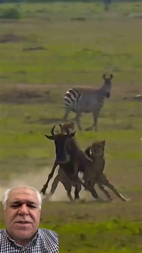 GNU luta bravamente contra bando de CHEETAS, mas …😢 #animals #wildlife #cheetah #gnu