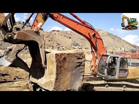 40 Ton granite block loading 🔥 . 330 excavator 40 ton block loading 😯