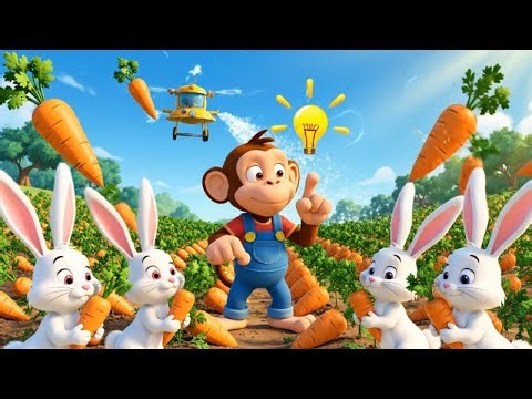 Baby Monkey & Bunny Take Care of the Carrot Garden | Kids Storytime