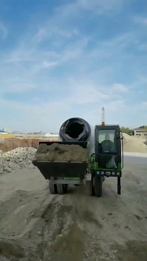 Self-Loading Concrete Mixer in Action | Automatic Loading, Mixing, and Transport Demonstration