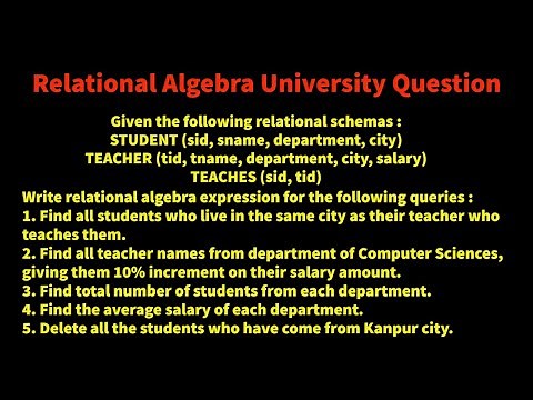 DBMS Lec 24 : Relational Algebra Practice Questions with answers | Dinesh Bhawnani | BIT DURG
